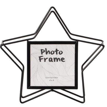 Fabulaxe Modern Star Shape Black Metal Decor Photo Frame for Tabletop Display, 4 x 4 QI004498.BK.S